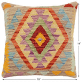 handmade Traditional Pillow Red Blue Hand-Woven SQUARE 100% WOOL Hand woven turkish pillow2' x 2'